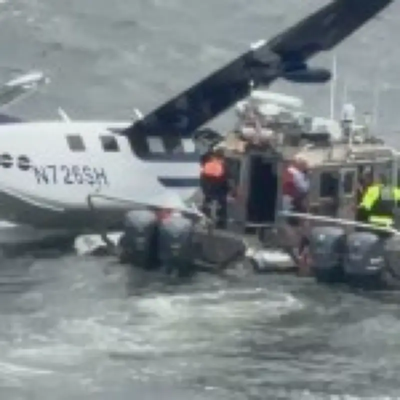 Eight rescued after seaplane crash-lands in New York's East River