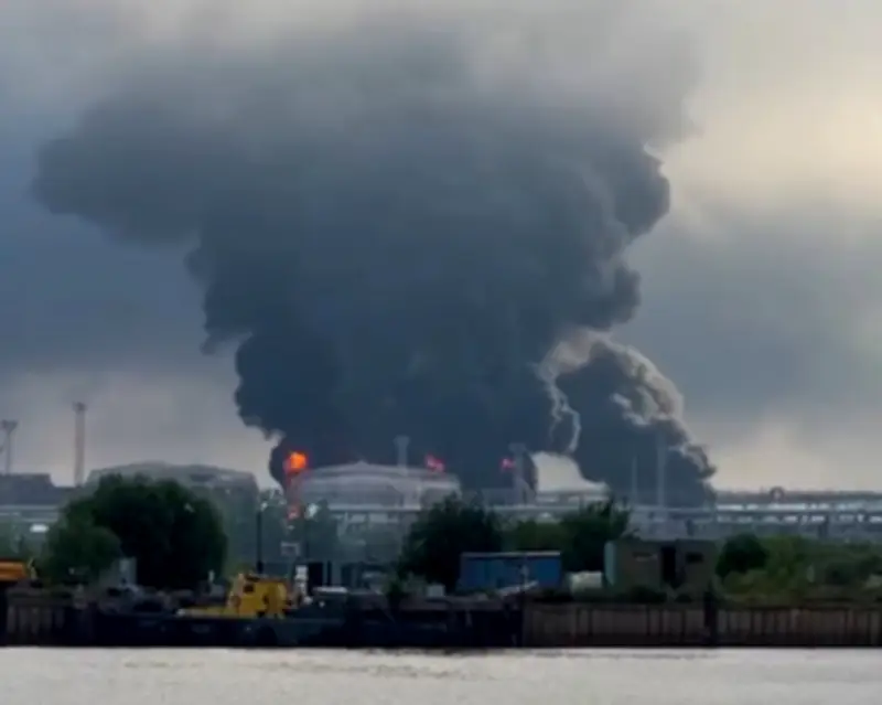 Ukrainian drones strike St Petersburg oil terminal and Baltic port in overnight attack