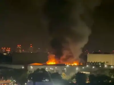 100 firefighters battle blaze at Tottenham industrial estate near Drumsheds
